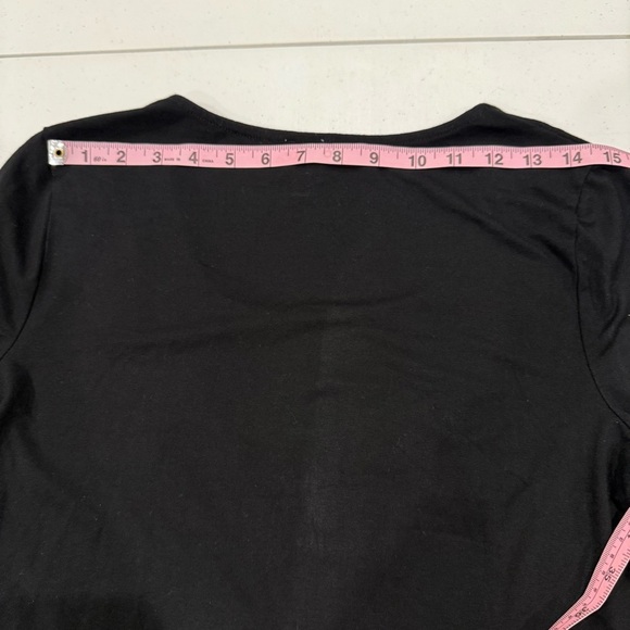 Cupio Scoop Neck Top 3/4 Sleeve Black Floral Embroidery Boho Edgy Women’s Sz M - Picture 7 of 9